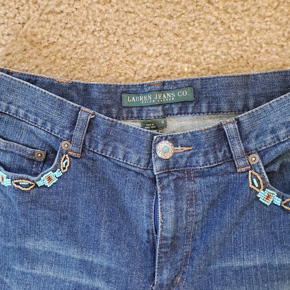 BEADED Blue JEANS by Ralph Lauren Jean Co. Size 10.